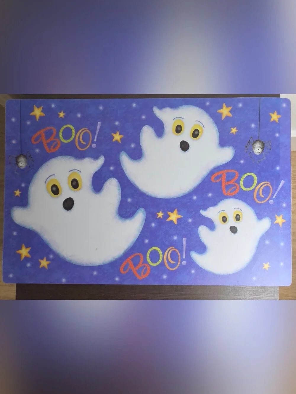 Halloween Vinyl Placemats Set of 4 Pumpkins Ghosts Haunted House 17x12